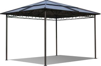Quick-Star Metall Garten Hardtop Pavillon 3x3m Doppelstegplatten Polycarbonat Dach Partyzelt Pergola