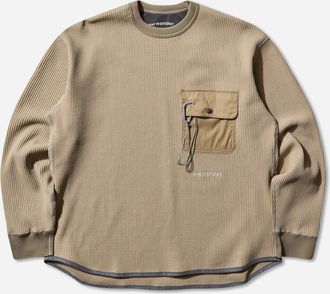 And Wander Men s PE Waffle Longsleeve Top Beige