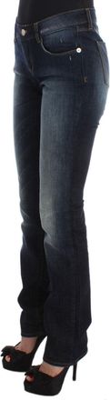 Costume National Womens Blue Cotton Slim Fit Bootcut Jeans Clothing