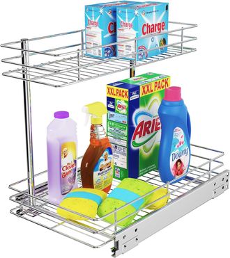 OEM Estante De Almacenamiento Bajo El Fregadero, Estante De Almacenamiento De 2 Niveles Para Debajo Del Fregadero De La Cocina, Estante De Almacenamiento 
