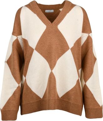 Ballantyne Bold Argyle V-neck Sweater in 100% Wool