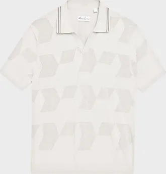 Robert Graham Men & apos;s Marcross Cotton Knit Geometric Johnny Collar Polo Shirt