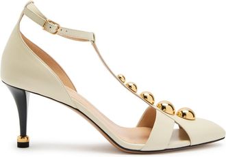 Chlo&eacute; Cleia Studded Leather Pumps - Ivory