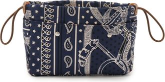 Herm&egrave;s Blue Nuit Fauve Silk Barenia Leather Pouch (Pre-Owned)