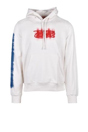 Diesel White/Red Cotton Mens Hoodie
