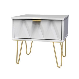 Welcome Furniture Glitz Ready Assembled Bedside Table with 1 Drawer - White Matt & White - Welcome Furniture | TJ Hughes
