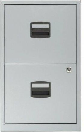 Bisley 2 Drawer Metal Filing Cabinet - Silver - Bisley