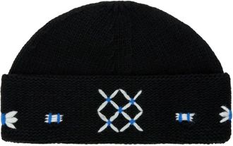 Ader Error handmade-embroidery beanie hat - unisex - Wool/Nylon - One Size - Black