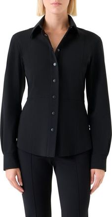 Akris Snap Placket Long Sleeve Shirt in Black at Nordstrom, Size 12