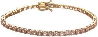 Suzy Levian 14K Rose Gold Plated Sterling Silver Asscher Cut Pink Cubic Zirconia Tennis Bracelet at Nordstrom Rack