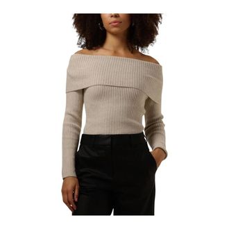 Minus Dames Truien vesten Fame Off Shoulder Knit Pullover - Dames - Truien - Beige - Maat: XL