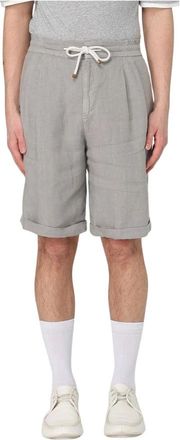 Brunello Cucinelli Heren, Korte broeken, Grijs, Maat: 3XL Linnen