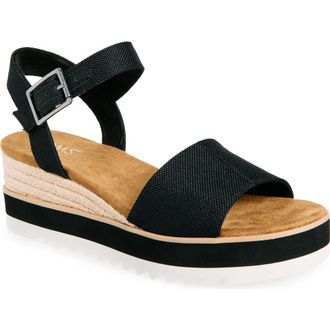 Toms Diana Platform Wedge Sandal in Black Canvas at Nordstrom, Size 5.5