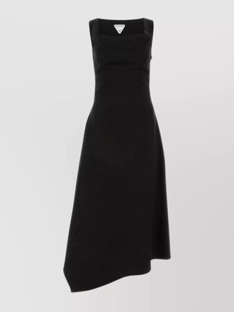 Bottega Veneta cotton dress with asymmetric hem and boat neck