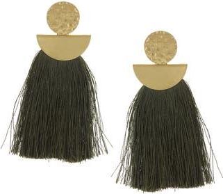 Olivia Welles Hammered Tassel Drop Earrings in Gold /Green at Nordstrom Rack