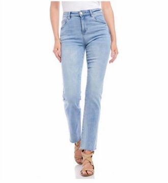 Karen Kane Raw Hem Straight Jeans In Light Blue