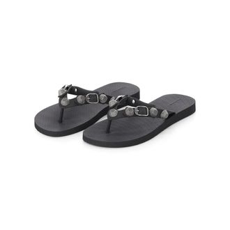 Balenciaga Flip Flops, female, Black, Size: 9 US Cagole Stud Flip Flop Sandal