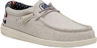 Hey Dude Mens Hey Dude Wally Patriotic 40001-1K1 Off-White Canvas Casual Shoes ZOGG2017