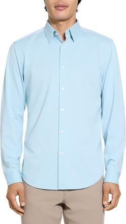 Theory Sylvain ND Structure Knit Button-Up Shirt in Light Ocean Air at Nordstrom, Size Xx-Large