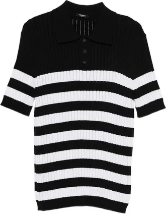 Balmain Striped-pattern Polo Shirt