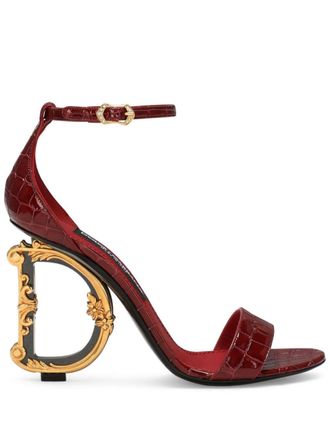 Dolce & Gabbana Baroque DG-heel leather sandals - women - Calf Leather/Goat Skin/Calf Leather/Calf Leather - 41 - Red