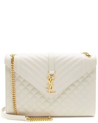 Saint Laurent Mixed Matelass&eacute; Grain De Poudre Monogram Large Shoulder Bag (Authentic Pre-Loved)