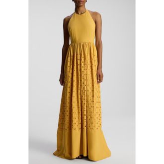 A.L.C. Blair Cotton Eyelet Maxi Halter Dress in Butterscotch at Nordstrom Rack, Size 0