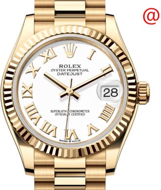 Rolex Datejust 31 White Dial Automatic Ladies 18kt Yellow Gold President Watch 278278WRP