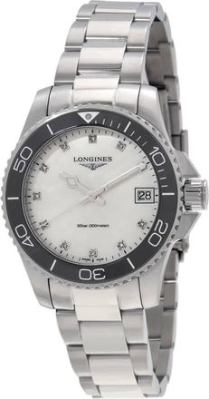 Longines Hydroconquest Quartz Diamond White Dial Ladies Watch L3.370.4.87.6