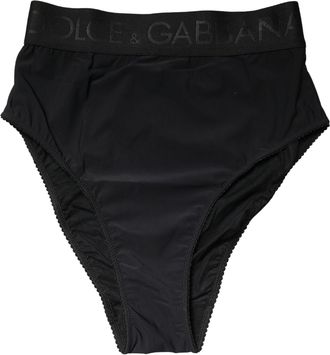 Dolce & Gabbana Black Logo Waistband High Brief Womens Underwear