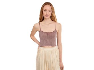Free People Snap Into It Henley Crop Womens Clothing Elderberry Tea : L-XL (US Womens 14-16), Nylon/Spandex