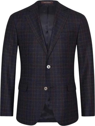 Oscar Jacobson Blazers, male, Blue, Size: 4XL Navy Fogerty Wool Blazer