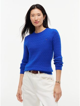Tommy Hilfiger Womens Cable Knit Sweater - Cobalt - XXL