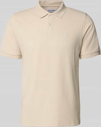 Jack & Jones Jack & Jones Regular Fit Poloshirt mit Strukturmuster Modell AUSTIN in Beige, Gr&ouml;&szlig;e XXL