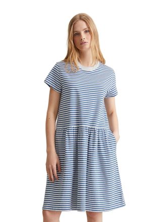 Marc O'Polo Denim Jerseykleid MARC OPOLO DENIM, Damen, Gr. XL, N-Gr, blau (medium blau), Jersey, Obermaterial: 100% Baumwolle, geringelt, regular fit knieumspielend, Ru