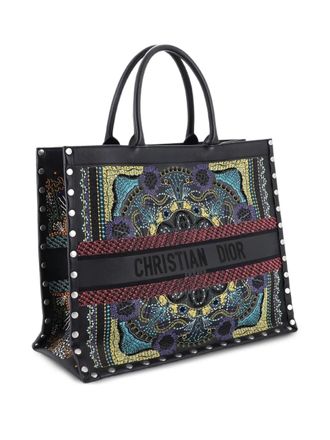 Dior Book Embroidered Studded Leather Large tote bag - Nero
