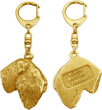 OEM Terrier Ruso Negro: Llavero Chapado En Oro Con Un Perro En Una Caja De Regalo, Decoraci&oacute;n De Bolso, Accesorio De Lujo De Art-dog