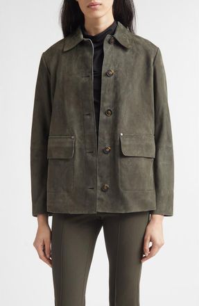 Vince Suede Barn Jacket in Dark Thyme at Nordstrom, Size Xx-Small