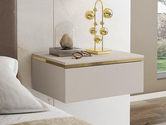 Pascal Morabito Lotto di 2 comodini sospesi con 1 cassetto Beige e Dorato - VUKIA di PASCAL MORABITO