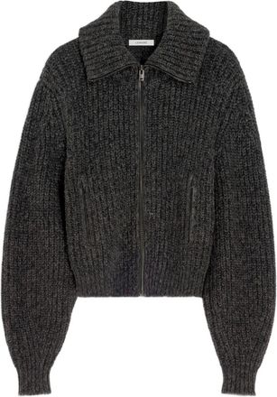 Christophe Lemaire Cardigan a coste con zip - Marrone