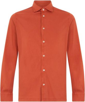 Fedeli Lange Mouwen Shirt - Heren - Casual Overhemden - Oranje - L - Katoen - Overhemden
