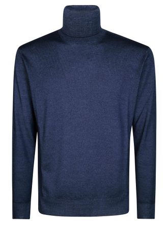 Altea Blue Fine-Knit Merino Turtleneck Sweater