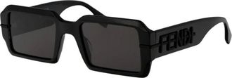Fendi Accessoires, Heren, Zwart, ONE Size, Stijlvolle Rechthoekige Zonnebril