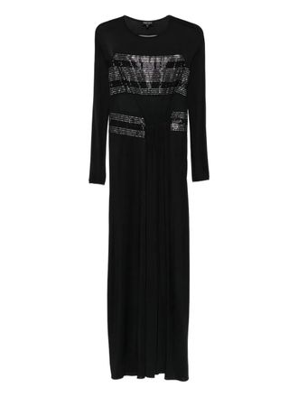 Giorgio Armani embellished mesh-panel midi dress - Black