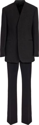 Ferragamo collarless single-breasted suit - men - Rayon/Virgin Wool - 52 - Black