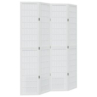 Berkfield Home Room Divider 4 Panels White Solid Wood Paulownia