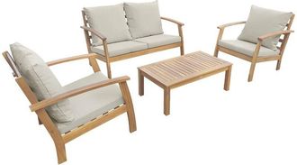 Alice's Garden 4-seater wooden garden sofa set, Ushuaia, Natural, 123x82.7x74.6 cm
