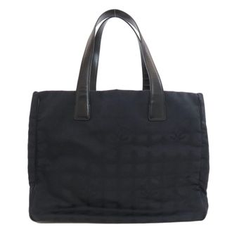 Chanel New Travel Line Black Nylon Jacquard Tote Bag (Pre-Owned)