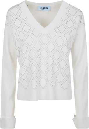 Blugirl Maglione con scollo a V - Bianco