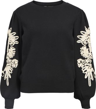 Object Womens Objjoana L/S Knit Pullover Rep Sweater, Black 3, M